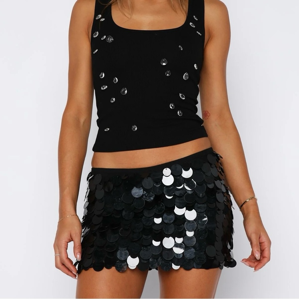 White Fox Ariel Mini Skirt in Black Shell.